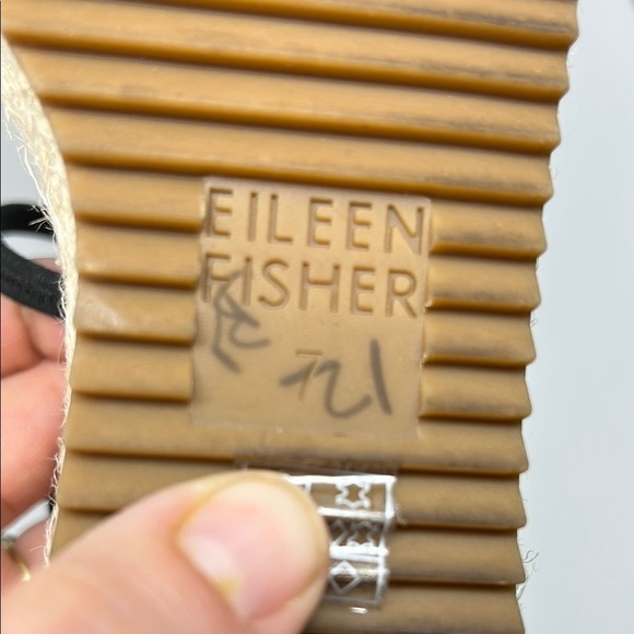 Eileen Fisher Black Wanda Tumbled Nubuck Espadrille Wedge Size 7 0052 - Picture 7 of 7